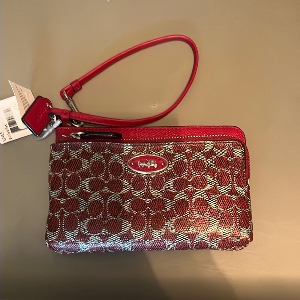 Coach Red Signature Clutch Wristlet